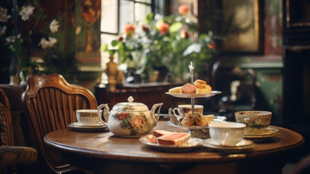 Tea room in one of the old buildingsの素材