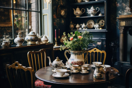Tea room in one of the old buildingsの素材