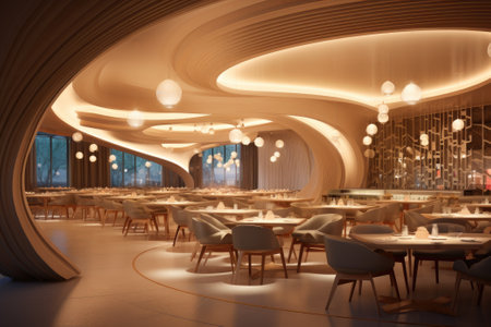 Interior of a restaurant, curved wallsの素材