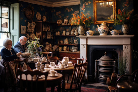 Tea room in one of the old buildingsの素材