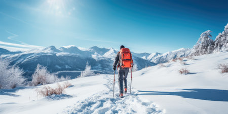 Ski touring in alpine landscapeの素材