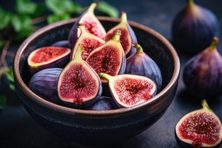 Juicy fig berries in a bowl. Generative AIの素材
