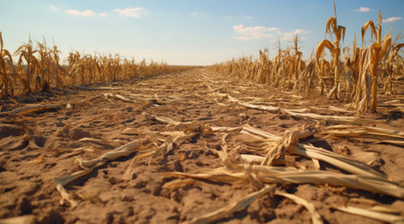 Cornfield and the food crisis situation. The global food crisis concept. Withered corn.の素材