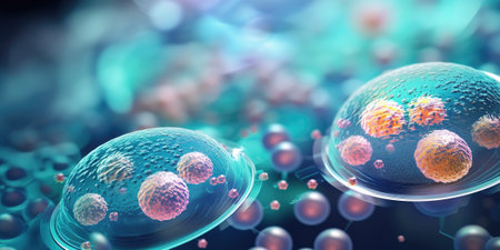 Macro close up shot of bacteria and virus cellsの素材