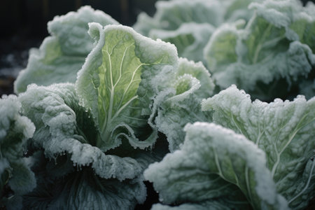 Lettuce covered in frostの素材