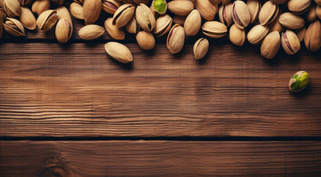 Pistachios on wooden background.の素材