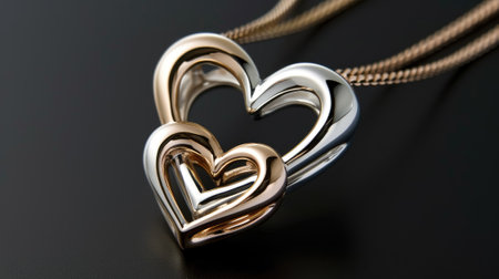 Pendant necklace two hearts entwined together.の素材