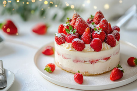 Cheesecake strawberry sweet mascarpone cake.の素材