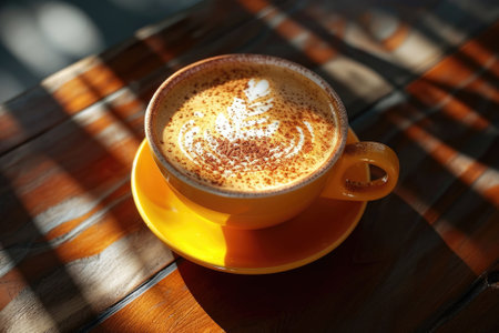 Close-up coffee on the cafe tableの素材