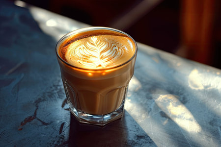 Close-up coffee on the cafe tableの素材