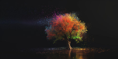 Abstract tree on black background.の素材