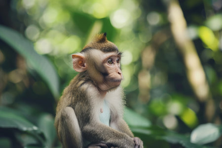 Beautiful monkey spending time in nature.の素材