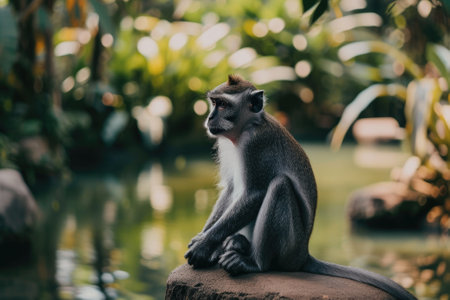 Beautiful monkey spending time in nature.の素材