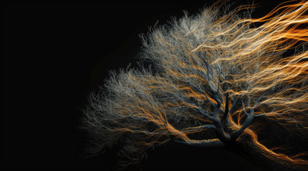 Abstract tree on black background.の素材