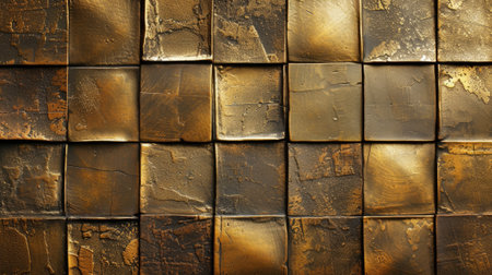 Metal plate with embossed square designs.の素材