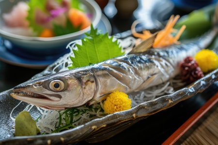 Fresh fish ready for cooking, evoking culinary inspirationの素材