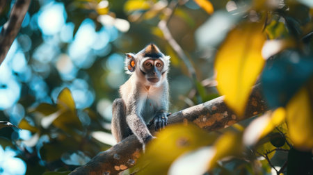Beautiful monkey spending time in nature.の素材