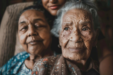 Portrait of two beautiful senior womenの素材