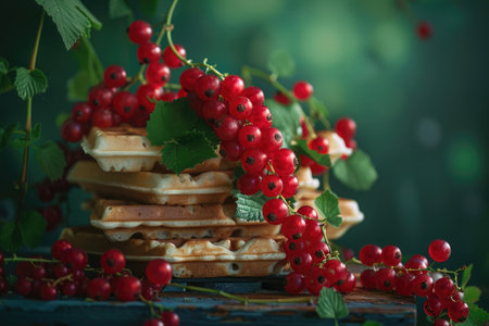 Waffles red currant and mint.の素材