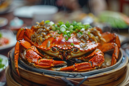 Traditional Chinese cuisine. Steamed Crabの素材