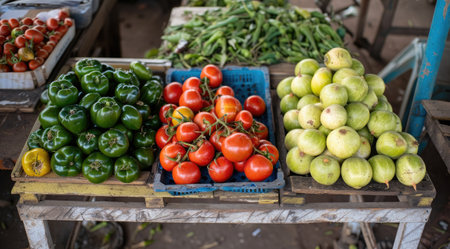 Fresh vegetables on the market.の素材