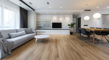 Maximizing small spaces with laminate flooring in apartments.の素材