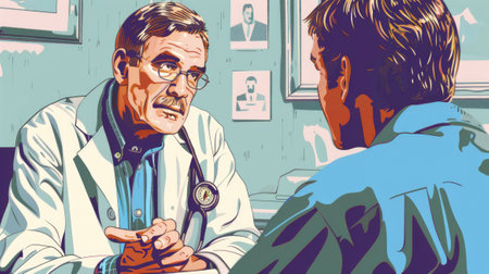 Doctor discusses a patient's disease. Perfect for healthcare-related projects. Illustrationの素材