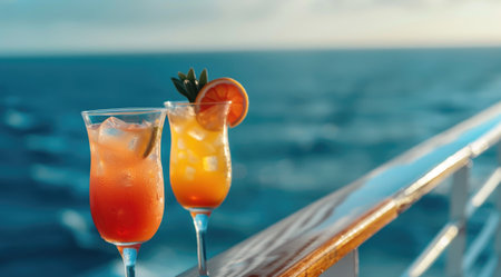 Cocktails on a cruise ship in the summer.の素材
