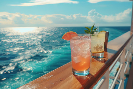 Cocktails on a cruise ship in the summer.の素材