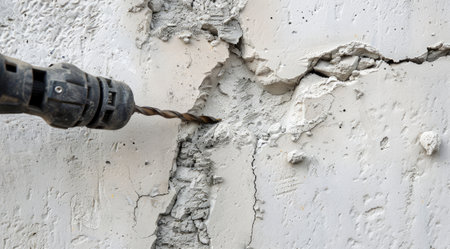 Hammer drill to drill the wall.の素材