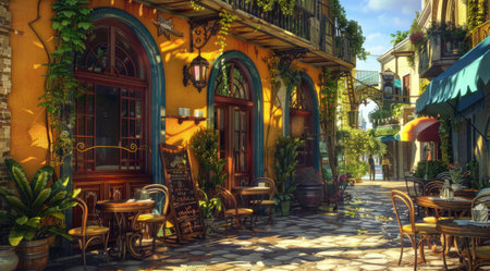 The restaurant is right at the street corner, offering a picturesque view of the street and an exotic atmosphere.の素材