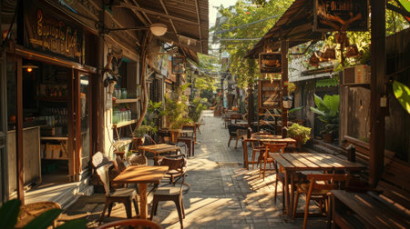 The restaurant is right at the street corner, offering a picturesque view of the street and an exotic atmosphere.の素材