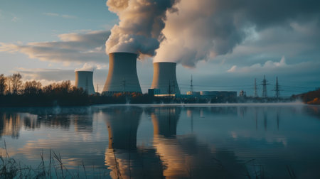 White smoke coming out of the nuclear plants.の素材