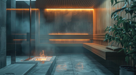 Modern wooden sauna interior designの素材