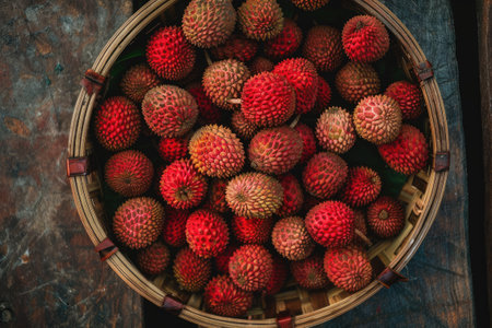 Basket of exotic lychee fruitsの素材