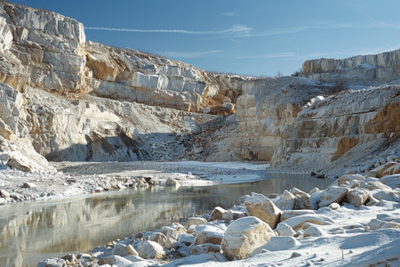 A vast quarry with rugged rock formationsの素材