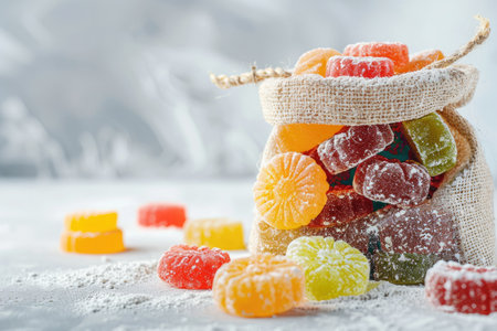 Close-up of a colorful jelly candies background.の素材