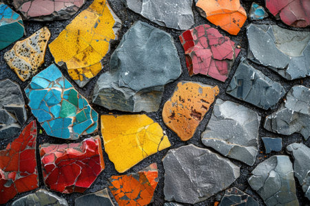 Colorful stone mosaic wall with various texturesの素材