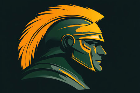 Illustration of a spartan warrior wearing helmet side view, perfect for sport team mascotの素材