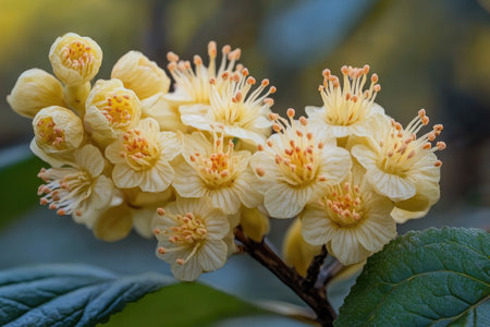 Beautiful pink flowers blooming on a Japanese quince branch in springの素材