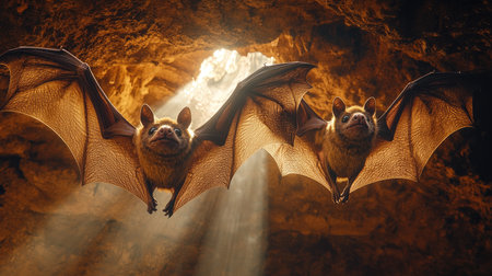 Brown bat is spreading its large wingsの素材