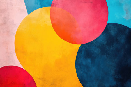 Vibrant overlapping circles form a dynamic and colorful abstract compositionの素材