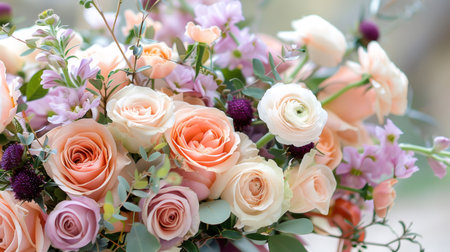 Pastel floral arrangement for weddings, anniversaries, and romantic celebrationsの素材