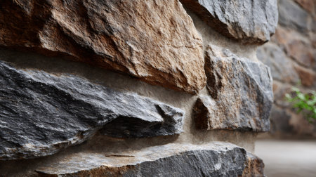 Rough stone wall consisting of natural rock elements and mortarの素材