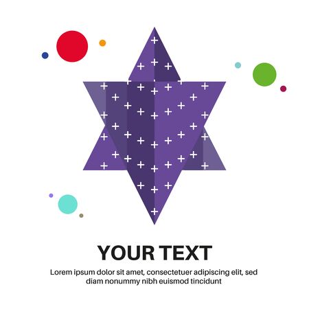 Purple star pattern design from bars on white background. There are colorful circles around. Design that gives a sense of space. Poster, banner, brochure design. Plus patterns. Vector illustration.のイラスト素材