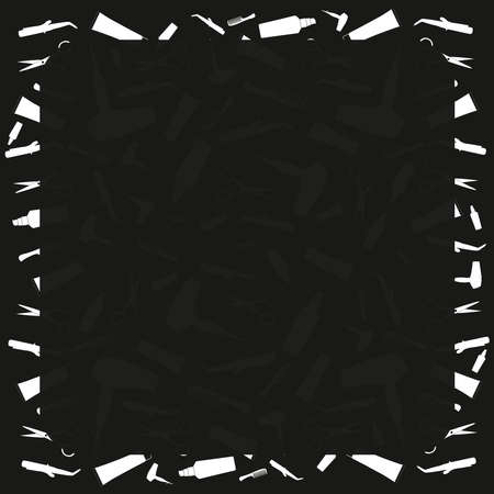 Hair dryer, comb, hair straightening machine, Cream, Hair Care Oil, scissors. Hair care supplies on black and white background. Advertising poster design for beauty store, blog, Magazine, offers anのイラスト素材