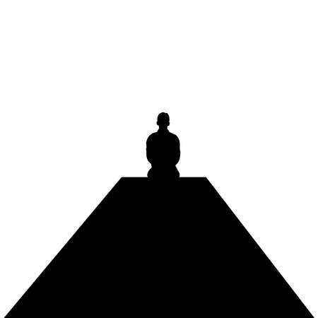Man sitting alone. Nostalgic silhouette design.のイラスト素材