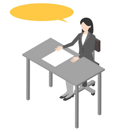 Isometric illustration of a business woman handling documentsのイラスト素材