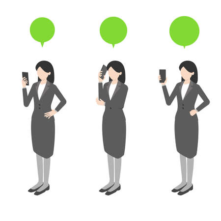 Isometric illustration of a business woman See a smartphone call showのイラスト素材