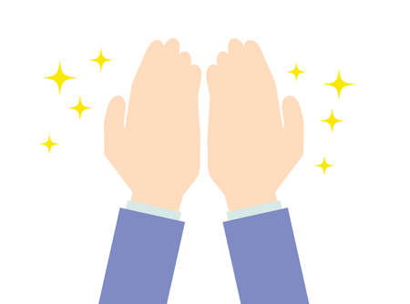 Illustration with both hands glitteringのイラスト素材